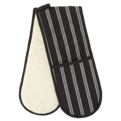 Sainsbury's Black Flannel Butcher's Stripe Double Oven Glove