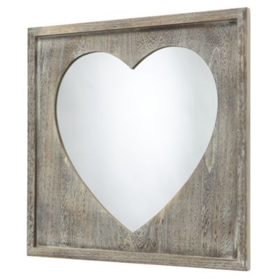 Lime Wash Heart Mirror