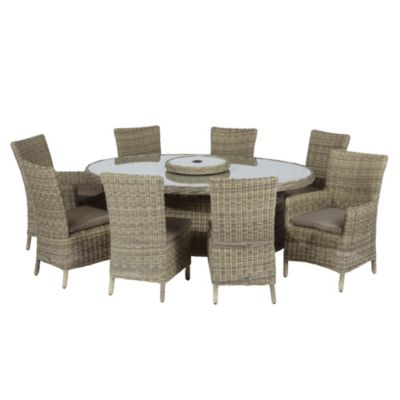 Modena Ellipse Oval Wicker Weave Table with 8 Chairs Furniture Set