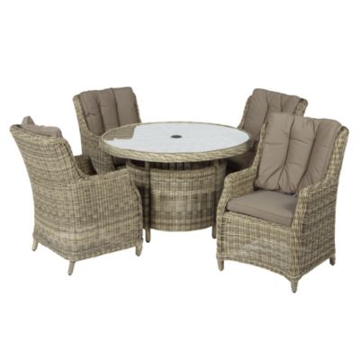 Modena Round Table and 4 Ultimate Comfort Chairs Furniture Set