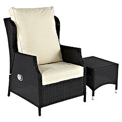 Royalcraft Cannes Recliner Wing Chair with Coffee Table