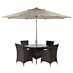 Royalcraft Cannes 4 Seat Dining Set with 2.5m Parasol