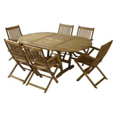 Turnbury Acacia Extension Table with 6 Manhattan Armchairs Furniture Set