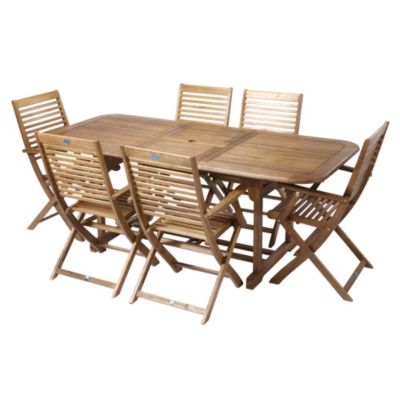 Buckingham Hardwood Rectangular Extension Table with 6 Sienna Folding Armchairs Furniture Set