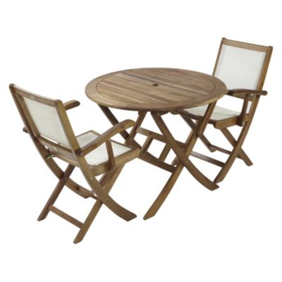Eton Hardwood Bistro Folding Table with 2 Chairs Furniture Set