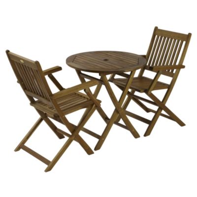 York Hardwood Manhattan Table with 2 Folding Armchairs Furniture Set