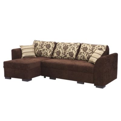 Natalie Left-hand Chocolate Corner Group with Sofabed and Storage