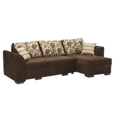 Natalie Right-hand Chocolate Corner Group with Sofabed and Storage