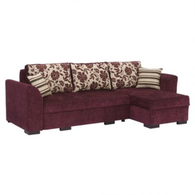 Natalie Right-hand Aubergine Corner Group with Sofabed and Storage