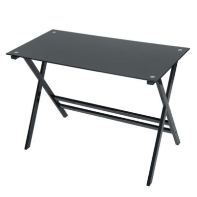 LEVV Large Black Glass Desk