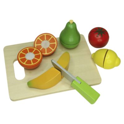 Pretend & Play Wooden Chopping Board and Fruit Set