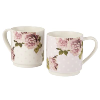 Tu Spotted Pink Rose 2-mug Stack