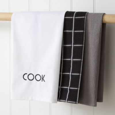 Sainsbury's Black and White Tea Towels 3-pack