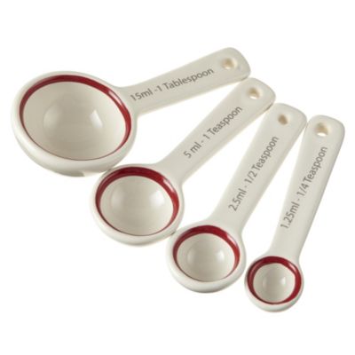 Sainsbury's Cream and Red Ceramic Measuring Spoons