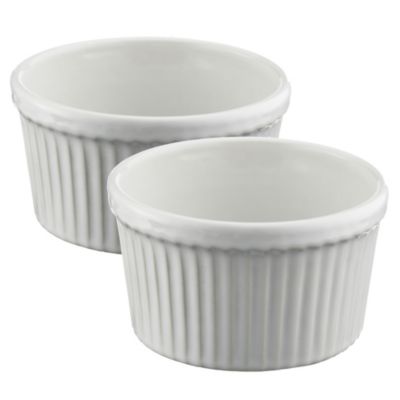Sainsbury's White Ribbed Stoneware Ramekins 2-pack