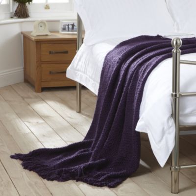 Tu Purple Chunky Knitted Throw