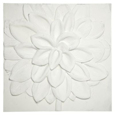White Resin Floral Canvas Wall Art 60x60cm