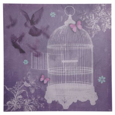 Purple Birdcage Canvas Wall Art 48x48cm