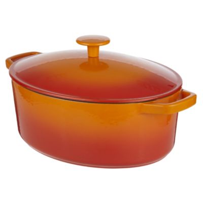 Cook's Collection Orange 5.2L Oval Cast Iron Casserole Dish