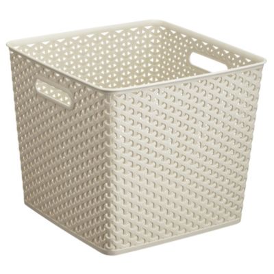 Curver My Style White Rattan Effect Storage Tray 25L