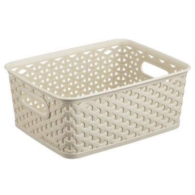 Curver My Style White Rattan Effect  Storage Tray 8L