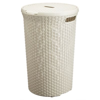 Curver Rattan Style White Laundry Hamper