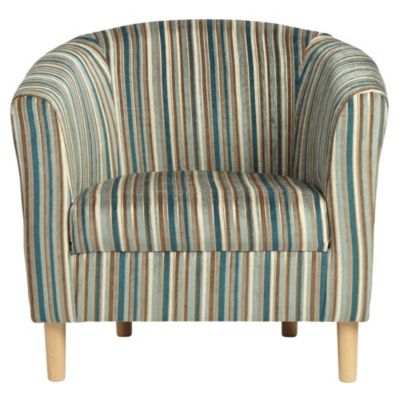 Tub Chair in Teal Stripe
