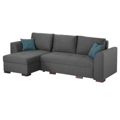 Natalie Left-hand Teal Corner Group with Sofabed and Storage