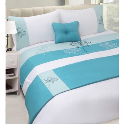 Tu Teal Agapanthus Bed in a Bag - includes Duvet Cover, Pillowcase, Cushion and Runner