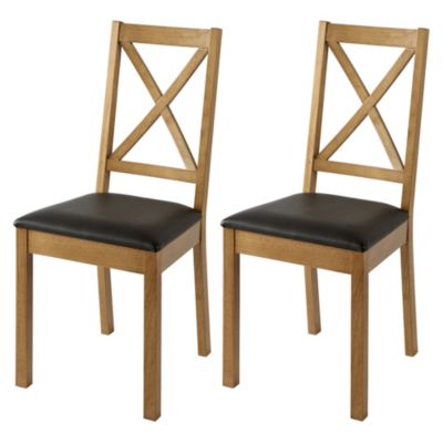 Mix and Match Oak Criss Cross Back Pair of Dining Chairs