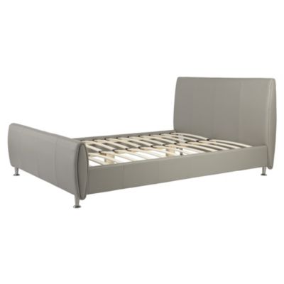 Grey Faux Leather Double Bedstead