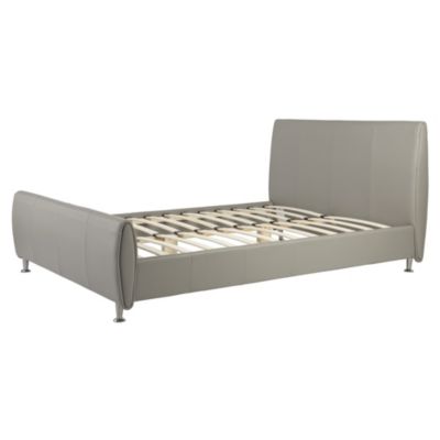 ATLANTIS Grey Faux Leather Double Bedstead