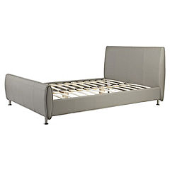 Grey Faux Leather Double Bedstead