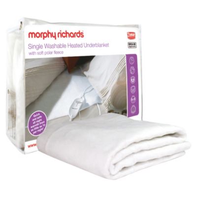Morphy Richards Single Washable Heated Underblanket with Polar Fleece Top Cover