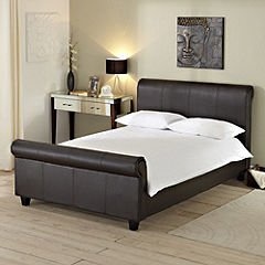 Hailey Chocolate Faux Leather Bedstead