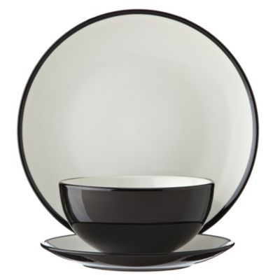 Tu 2-tone Black 12-piece Dinner Set