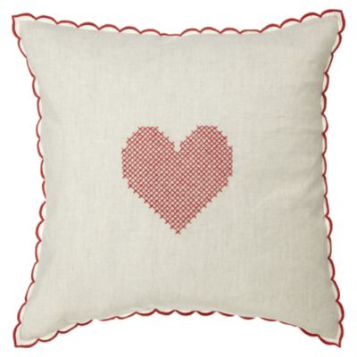Tu Red Heart Embroidered Cushion