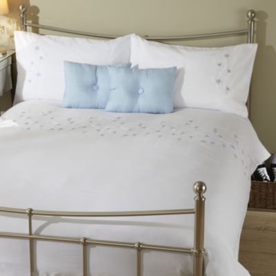 Tu Blue Floral Embroidered Bed in a Bag - includes Duvet Cover, Pillowcase and Two Cushions