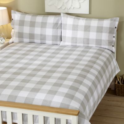 Tu Grey Printed Gingham Bed Linen Set