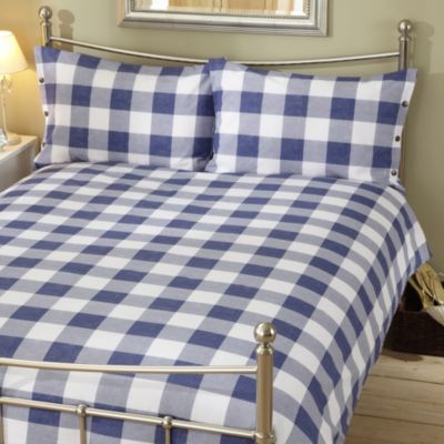 Tu Blue Printed Gingham Bed Linen Set