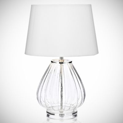 Tu Clear Glass Table Lamp with White Shade
