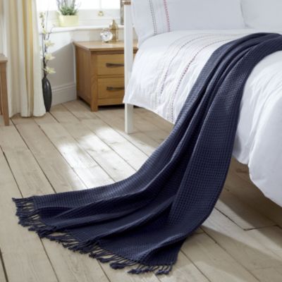 Tu Navy Waffle Throw