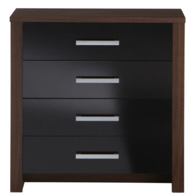 Tivoli Black High Gloss 4-drawer Chest of Drawers