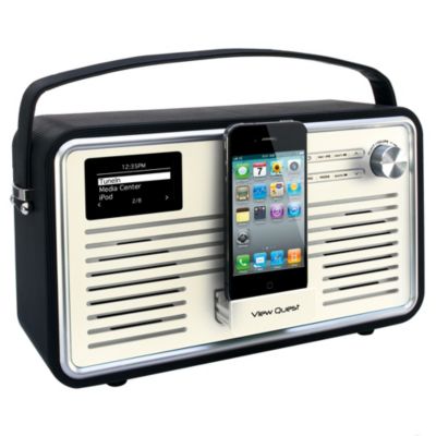 View Retro DAB Wi-Fi Radio with iPhone Dock Black & Cream