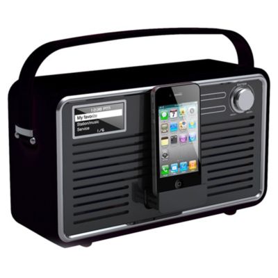 View Retro DAB Wi-Fi Radio with iPhone Dock Black & Grey