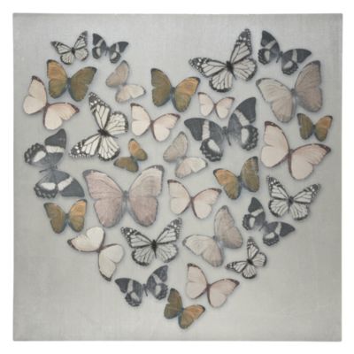 Natural Butterfly Heart Wall Art 60x60cm
