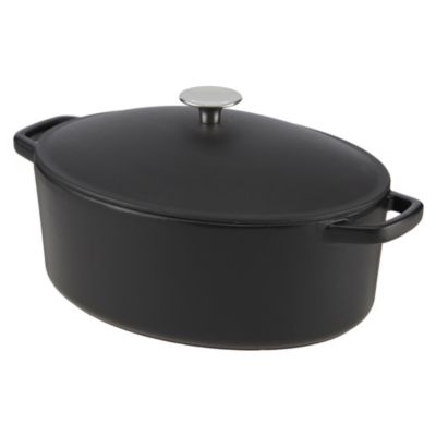 Cook's Collection Matt Black 5.2L Oval Cast Iron Casserole Dish