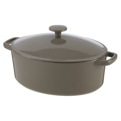 Cook's Collection Mushroom 5.2L Oval Cast Iron Casserole Dish