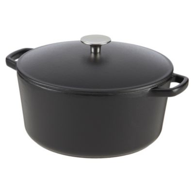 Cook's Collection Matt Black 5L Cast Iron Casserole Dish