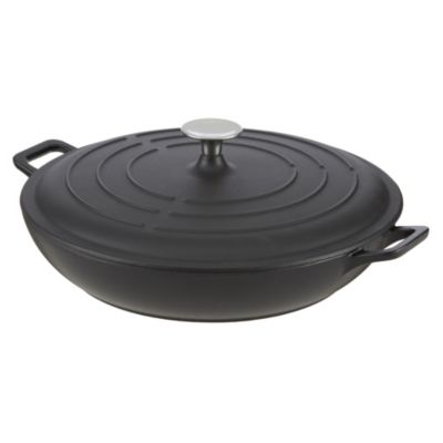 Cook's Collection Matt Black 3L Cast Iron Shallow Casserole Dish